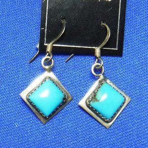 Earrings, Navajo, Sterling Silver, Turquoise